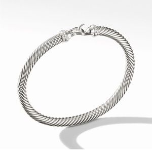 Buckle Bracelet in Sterling Silver with Pavé Diamonds